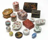 Asian Style, Group of 30 decorative miniature boxes, 20th Century