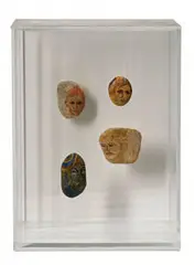 Burt Nodella, Untitled (stones with painted faces) (3), c. 1990s, Each paint and stone