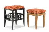 Asian Style, Pair of side tables with upholstered top