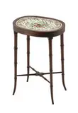 Asian Style, Oval occasional side table with inset ceramic top