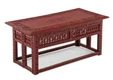 Small red rectangular occasional table by Asian Style, 20th Century, sold Oct 2011