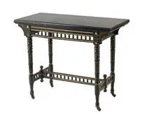 Aesthetic Style, Dark lacquered wood sideboard on wheels, 20th Century