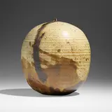 Untitled (with rattle) by Toshiko Takaezu, c. 1975, glazed stoneware, sold May 2023