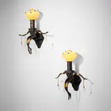 Dan Dailey, Seated Nudes sconces, pair, 1997, blown glass, lead glass, nickel and gold-plated bronze, lampworked glass