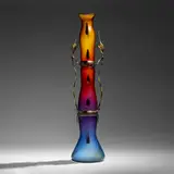 Dan Dailey, Rubber Tree Woman (from the Circus Vase series), 1999, blown, sandblasted and acid-polished glass, flameworked glass, Vitrolite, patinated and gold-plated bronze