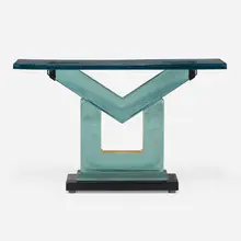 John Lewis, UV table, 1995, cast and frosted glass, gold leaf, patinated brass