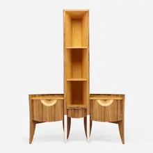 Alphonse Mattia, Dracula's cabinet, 1993, ebony and satinwood veneers and solid wood, bleached and washed maple, holly, brass