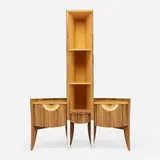 Alphonse Mattia, Dracula's cabinet, 1993, ebony and satinwood veneers and solid wood, bleached and washed maple, holly, brass