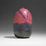 Untitled (with rattle) by Toshiko Takaezu, 1988, glazed porcelain, sold May 2023