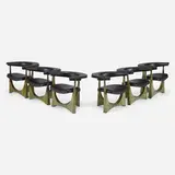 Paul Evans, Rare armchairs, set of six, c. 1970, welded and patinated copper, vinyl