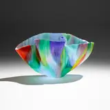 Untitled (large vessel) by Toots Zynsky, filet de verre fused and thermo-formed glass threads, sold May 2023