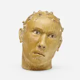 Cristina Córdova, Cabeza amarilla con rizas, 2005, glazed ceramic, mixed media