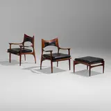 Phillip Lloyd Powell, Armchairs, pair, and ottoman