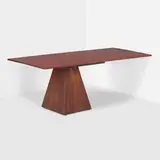 Phillip Lloyd Powell, Convertible breakfast/dining table, c. 1965, walnut, slate, lacquered wood, brass
