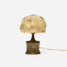 Dagobert Peche, Table lamp, model M3478, 1921, patinated brass, silk