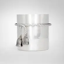 Tassel ice bucket by Maria Pergay, 1957, silver-plated brass, sold Oct 2025