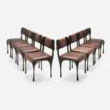 Paul Evans, Sculpted Bronze dining chairs model PE-106, set of eight