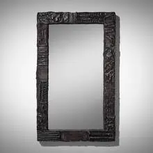 Sculpted Bronze wall mirror by Paul Evans, 1968, bronze resin over wood, sold Oct 2025