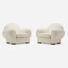 René Drouet, Lounge chairs, pair, c. 1938, upholstery, beech