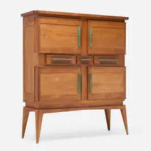 Maurice Pré, Cabinet, c. 1948, oak, patinated bronze