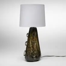 Crepuscolo table lamp by Ercole Barovier, c. 1945, glass, linen shade, sold Oct 2025