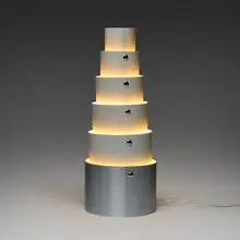 Bruno Munari, Table lamp, c. 1960, lacquered and brushed aluminum