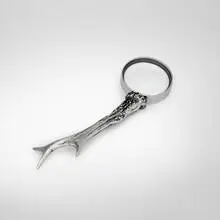 Antler magnifying glass by Maria Pergay, c. 1960, silver-plated brass, glass, sold Oct 2025