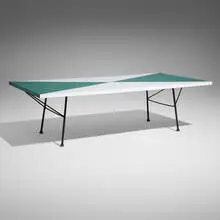 Rare coffee table by George Nelson & Associates, c. 1945, laminate, painted steel, sold Oct 2025