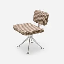 Alexander Girard, Girard Group chair, model 66316, 1968, cast aluminum, Alexander Girard Checkers upholstery, Naugahyde