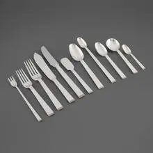 Porter Blanchard, Rare Greek Key flatware service, c. 1930, handmade sterling silver