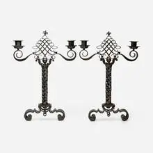 Raymond Subes, Candelabra, pair, c. 1948, wrought iron