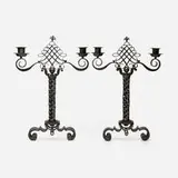 Raymond Subes, Candelabra, pair, c. 1948, wrought iron