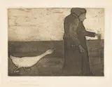 Paula Modersohn-Becker, Die Frau mit der Gans, 1902, Aquatinta auf Velin