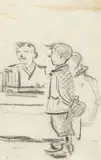In der Schule by Heinrich Zille, Kohle auf Papier, auf feines Japanpapier montiert, sold Dec 2016