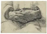 Ermenegildo Antonio Donadini, Gefaltete Hände, Bleistift auf grauem Papier