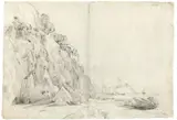 Eduard Agricola, Amalfi“. Um 1835 (?), Bleistift auf zwei aneindandergefügten Bögen Büttenpapier