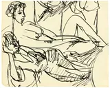 Ruhendes Paar by Ernst Ludwig Kirchner, Um 1910, Tuschfeder auf Papier (aus einem Skizzenbuch), sold Nov 2018