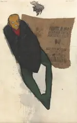 Max Neumann, Ohne Titel, 1993, Mischtechnik und Sackleinen auf Leinwand