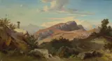 Deutsch, um 1860, Italienische Landschaft, Öl auf Leinwand. Doubliert