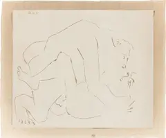 Pablo Picasso, Entreinte. II, 1963, Linolschnitt, mit Tusche gewaschen und abgespült, auf Arches-Velin