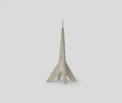 Hermann Glöckner, Pyramidales Postament mit Nagelspitze (Räumliche Versetzung von sechs rechtwinkligen Dreiecken), 1964, Holz, weiß gestrichen (Pappe, geleimt, mit Batist kaschiert, mit Kreidegrund, lackiert)