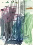 Per Kirkeby, Ohne Titel, 1985, Aquarell, Farbkreide und Bleistift auf Papier. 58,8 cm × 41,8 cm (23 ⅛ in. × 16 ½ in.)