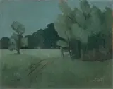 Arnold Topp, Parklandschaft, 1929, Öl auf Holz