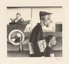 Georg Scholz, Zeitungsträger, 1921, Lithografie auf Papier