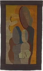 Woty Werner, Ohne Titel (Mutter mit zwei Kindern), 1946, Bildwirkerei aus Seide, Wolle und Baumwolle