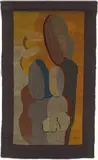 Woty Werner, Ohne Titel (Mutter mit zwei Kindern), 1946, Bildwirkerei aus Seide, Wolle und Baumwolle