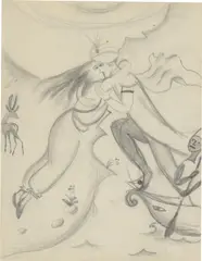 August Macke, Entwurf zu einem Hinterglasbild, 1911, Bleistift auf Papier