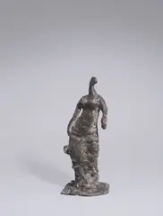 Toni Stadler, Stehende mit Gewand und Fächer, 1963, Bronze mit dunkelbrauner Patina