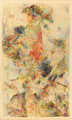 Bernard Schultze, Das spitze Ding, 1984, Aquarell auf Papier auf Leinwand