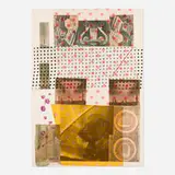 Robert Rauschenberg, Cage, 1983, screenprint in colors, silk collage, plastic ruler